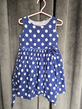 Newberry Girls' Navy Polka Dot Sleeveless Party Dress with Side Bow